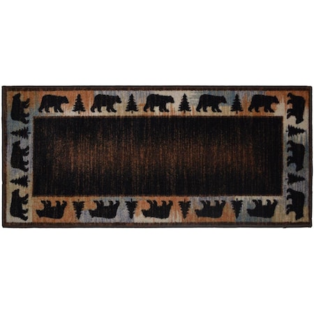 Sleep Ez 30 x 46 in. Cozy Cabin Bear Spear Printed Nylon Kitchen Mat & Rug SL2621669